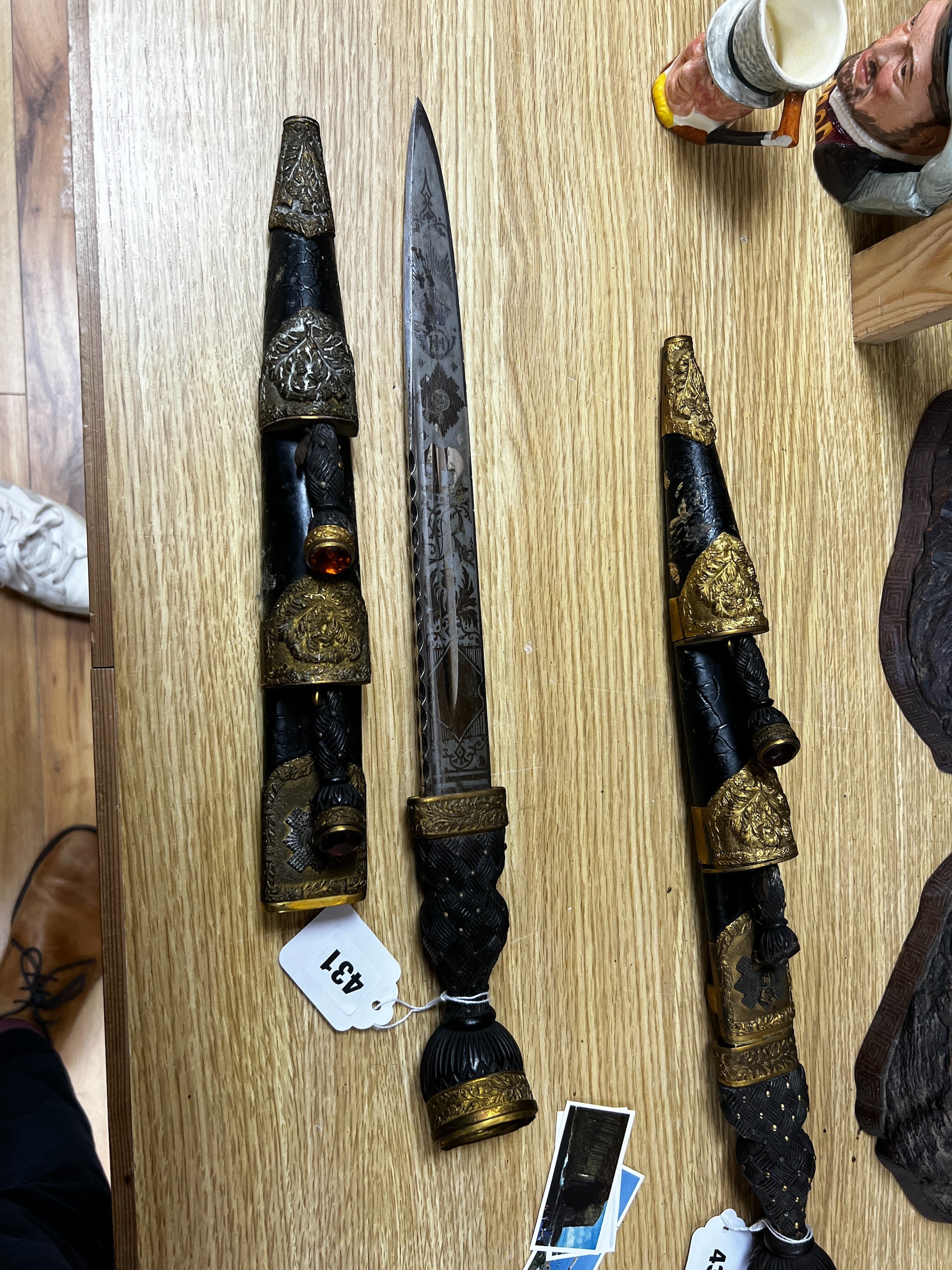 A Victorian Scottish dirk, Cairngorm lacking, 45cms long